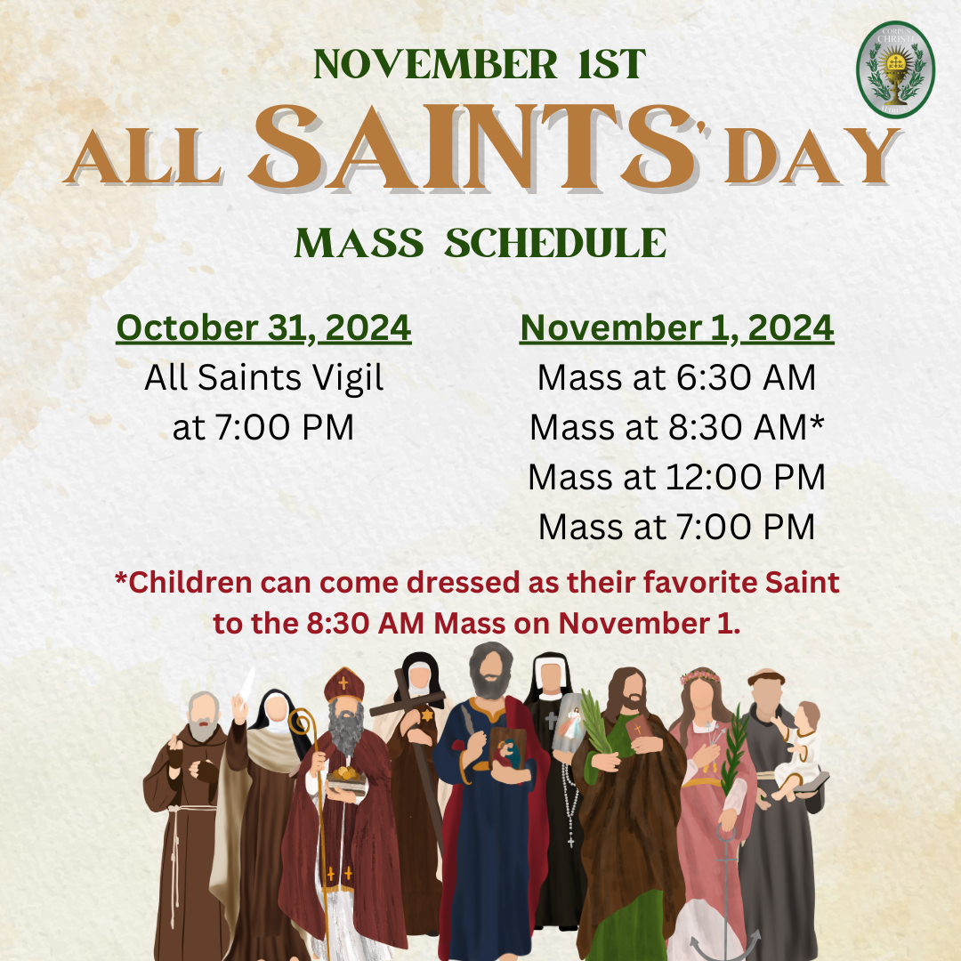 All Saints Day Mass Schedule 2024