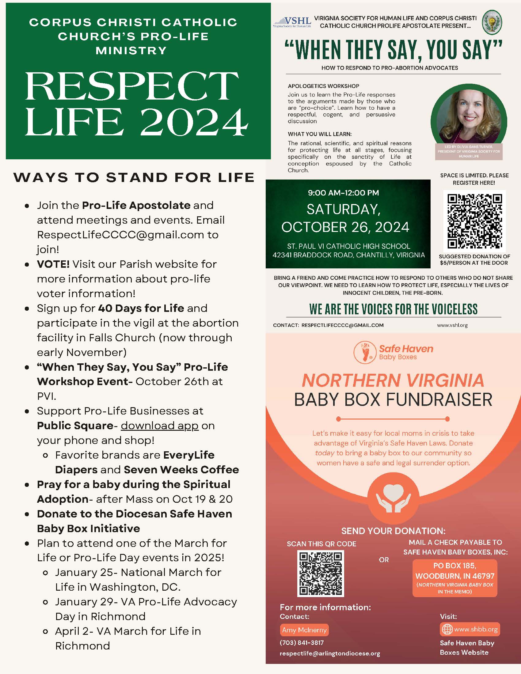 Respect Life Flyer for Oct 2024